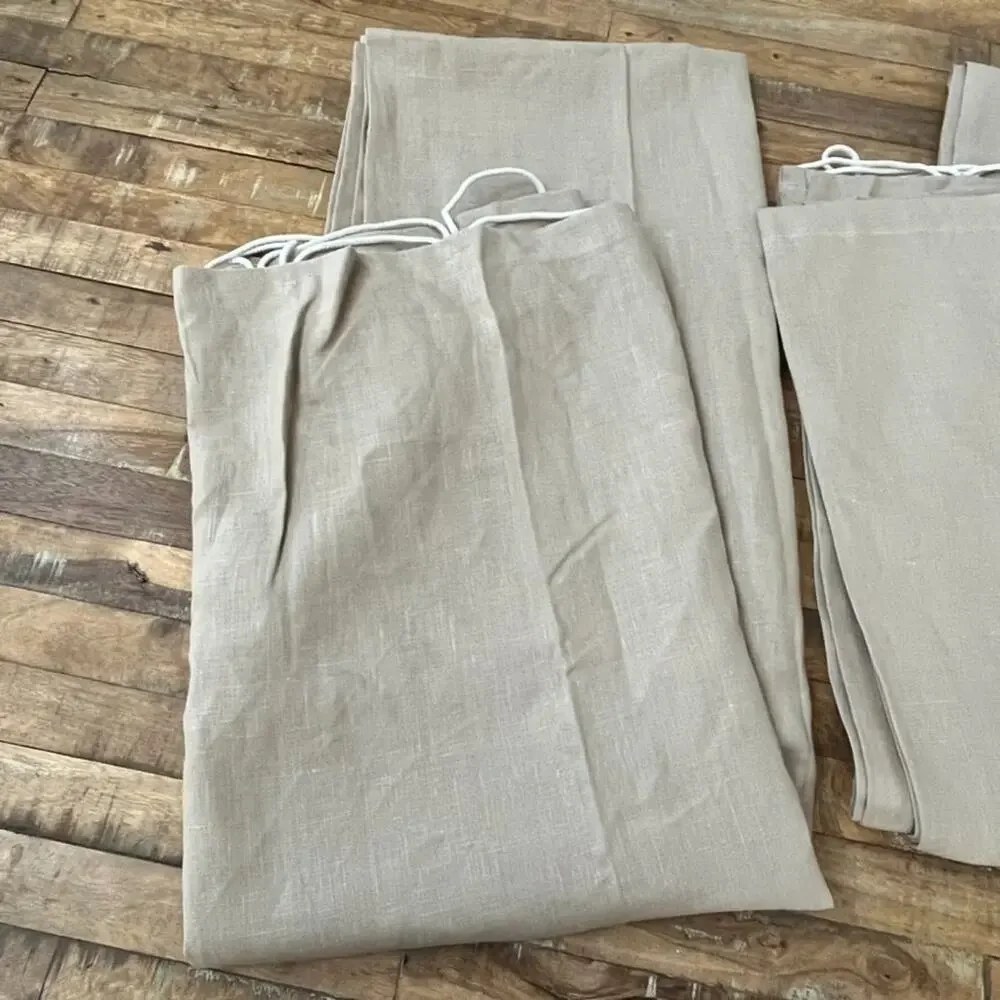 Spiegel Neutral Beige Linen Curtain Panels 1 Pair Rope Details 92